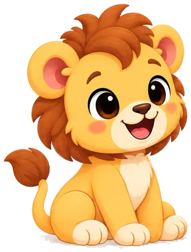 Lio the lion cub, smiling over one shoulder